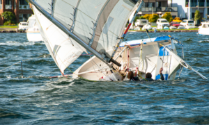 a sinking sailboat that will take legal action against the responsible parties with an accident lawyer