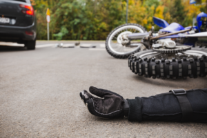 a motorcycle accident caused by wet pavement involved with other vehicle in Nevada department