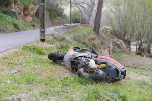 damaged motorcycles on open roads
