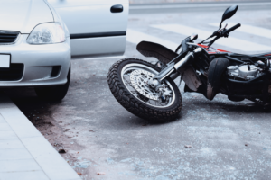 a damaged motor bike and car in Nevada