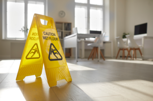 wet floor sign needed to deter potential dangers 