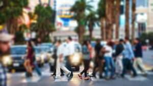 pedestrians crossing Las Vegas Boulevard "The Strip" in Nevada